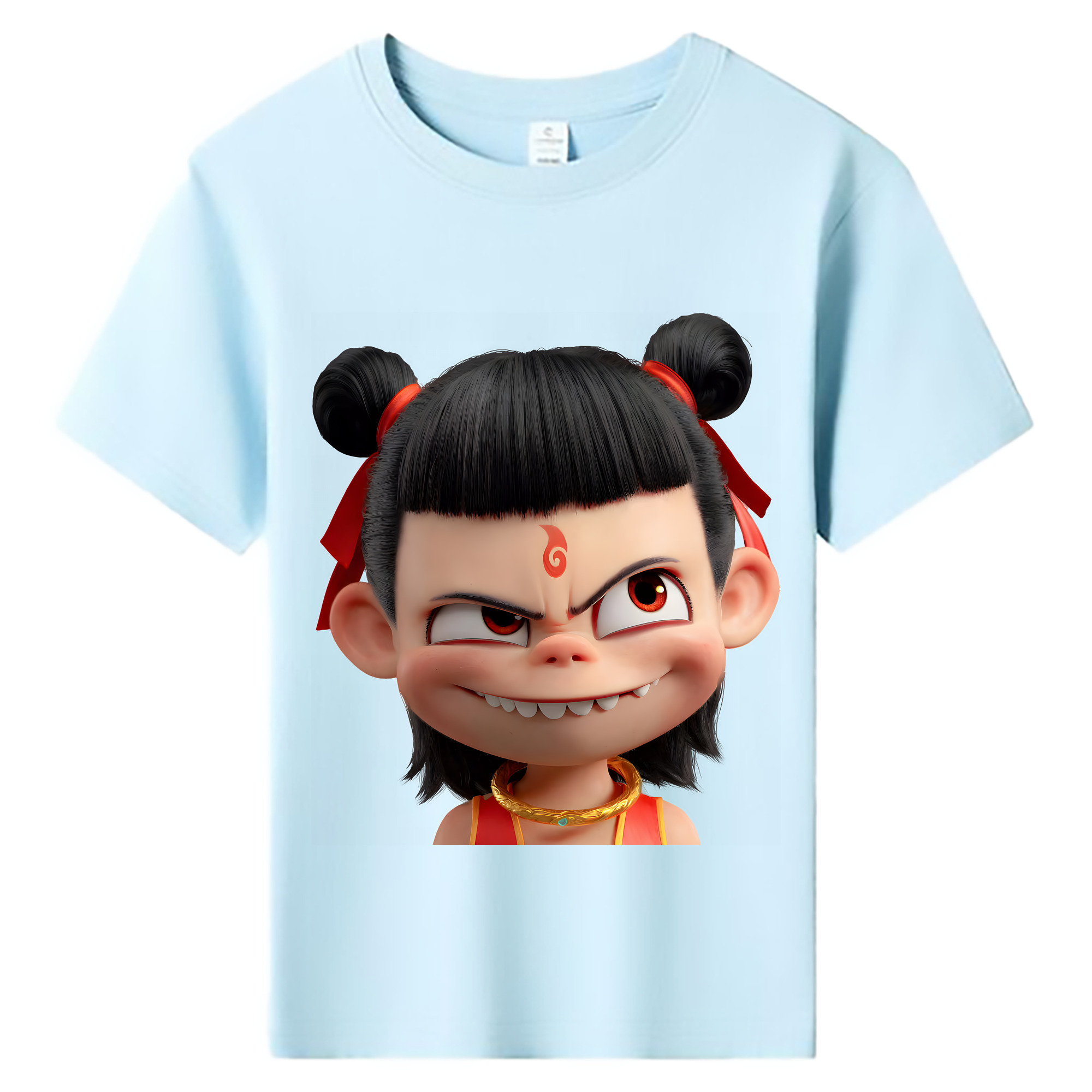 （画像用） Ne Zha 2 ナタ 魔童の大暴れ 綿100％キッズTシャツ（フロントプリント）